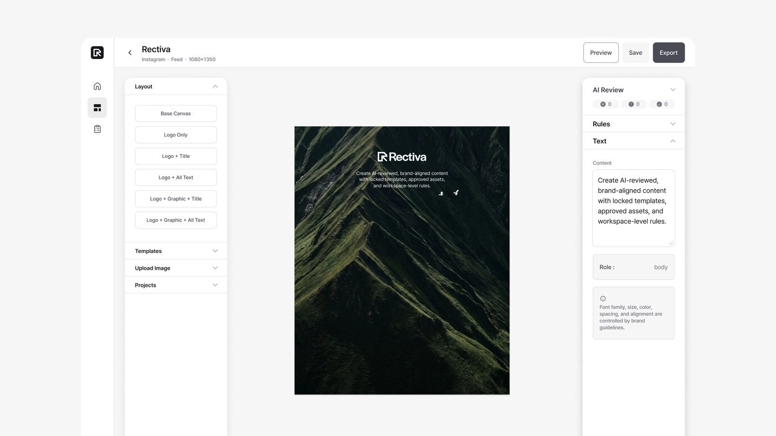 What an Editor sees: a project starting with local typography already applied